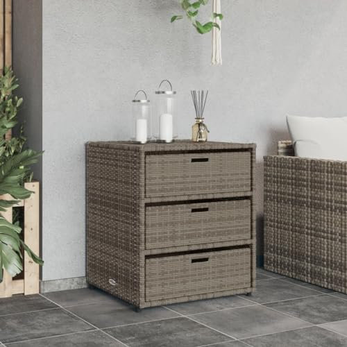 Homgoday Gartenschrank Grau 55x59x69 cm Poly Rattan Gartenmöbel Model365557