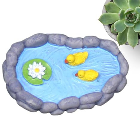 Miniature dello stagno del giardino fatato,stagno in miniatura per il giardino delle fate, Figure di stagno in resina Decorazione del paesaggio, Miniature creative riutilizzabili fatte a mano in resin