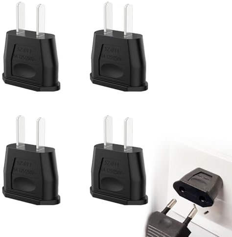 Xmart 4 Piezas Adaptador Enchufe Adaptador Enchufe Europeo A Americano Negro Enchufe USA para Americano/China/Mexico/JapóN/Canada/España de Viaje