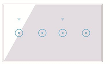 Joskeijky Interruptor de iluminación de pared inteligente Wifi 10A panel táctil de cristal interruptor sin control remoto sin 4 bandas ()