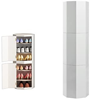 Schuh-Organizer-Schrank, verstecktes Schuhregal, Schuhregal für den Eingang, drehbarer Schuhregal-Turm, Schuhregal, drehbarer Schuhschrank aus Metall, vertikal, rund, Schuhregal, Aufbewahrun