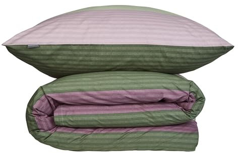 Schiesser Bettwäscheset Vendi | 2-teilig | Gestreift | Renforcé | 100% Baumwolle | Oeko-Tex Zertifiziert | Reißverschluss | 135x200cm + 80x80cm | Grün