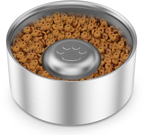 Anti Schling Napf Hund,Edelstahl Hundenapf Slow Feeder,Rutschfester Slow Hundenapf für 60oz Dog Slow Feeder Fressnapf Hund Verhindert Ersticken Langsames Fressen,Napf Hund für Mittelgroße Große Hunde