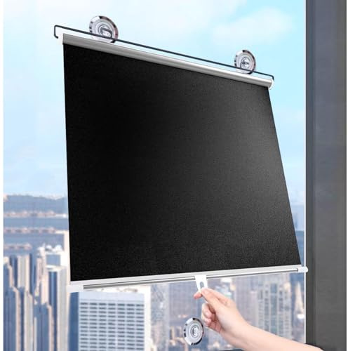 Sonakia Tende a Rullo Oscuranti a Ventosa, Persiane Oscuranti UV-Resistenti 90%, Tende a Rullo Parasole Senza Foratura, Tenda Avvolgibile per Finestre con Ventose,black-80x180cm/31 * 71in