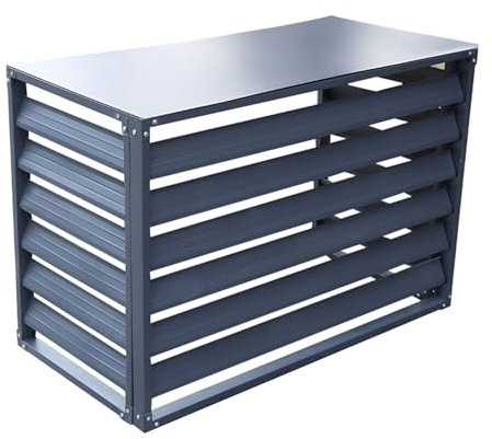 AYCDL Valla Decorativa para Aire Acondicionado, Separador De Espacio con Lamas, Cubiertas Antirrobo para Aire Acondicionado, Cubiertas para Aire Acondicionado Split,Dark Gray-1.5P (4 Sides)