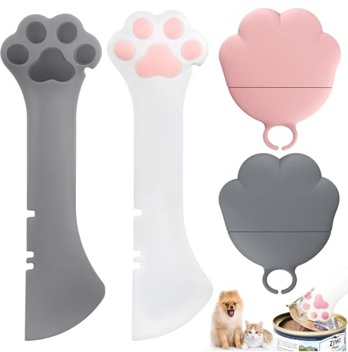 deegbbyi 2 Pezzi Cucchiaio Apriscatole per Animali Domestici 2 in 1, Mangiatoie per Gatti a Forma di Testa di Gatto, Apriscatole in Silicone Animal Domestici, per Animal Domestic