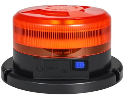 Dinfu Gyrophare led sans fil avec écran 9 modes de clignotement girophare LED 12 V aimant orange Feu d'avertissement avec chargeur de voiture et câble USB pour vehicule,voiture, camion, tracteur, SUV