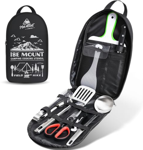 Outdoor Cookware 9-Piece Set Camping BBQ Utensil Kit | with Non-Stick Coating Heat-Resistant Storage Bag, Cutlery Organizer for Camping, Hiking