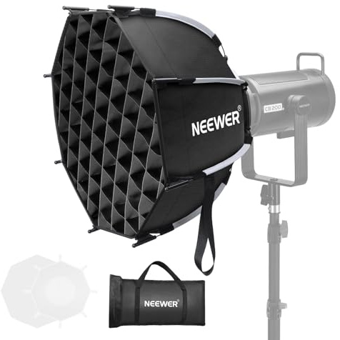 NEEWER Octagonal Softbox Kit, 17.7 Parabolic Soft Box with Light Diffusers for Studio Photography Video Recording Streaming Lighting Compatible with Aputure 120d Compatible with Godox SL60w, NS45P