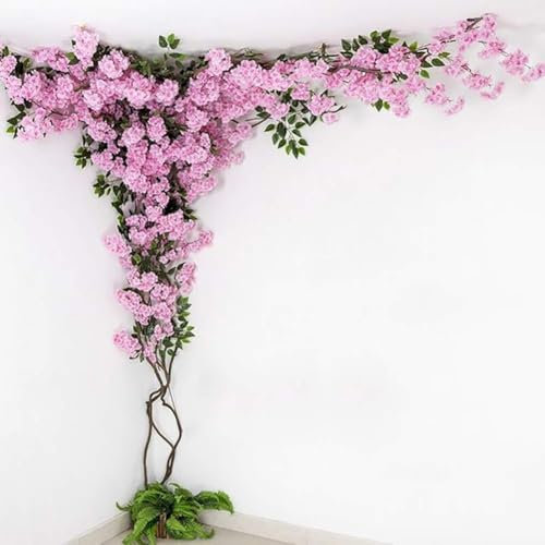 CFDZCP Planta Artificial Grande Exterior Decorativas Árbol de Cerezo Artificial, Guirnalda de Flores de Seda Colgantes, Impresionante decoración Interior y Exterior for Bodas y Fiestas.