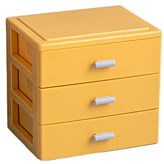 Cassettiera impilabile in plastica a 3 strati, colore giallo, per cosmetici, guardaroba e bagno, soluzione salvaspazio per una vita senza ingombri