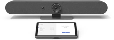 Logitech Rally Bar Mini All-in-One Conference Camera with TAP Touch Controller+CAT5e Kit – 4K UHD PTZ Camera, 4x Zoom, Dual Speakers, 6 Microphones, 10.1” Display, Oleophobic, Graphite (Renewed)