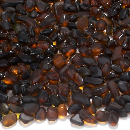 MAIBAOTA Piccoli ciottoli di vetro marino, colore marrone, mini pietre preziose in vetro smerigliato sfuso per acquario, ghiaia, vasi, fai da te, decorazioni per la casa (circa 385 g)