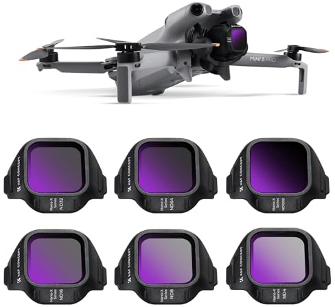 K&F CONCEPT 6-Pack ND Filters Compatible with DJI Mini 5 Pro - ND4, ND8, ND16, ND32, ND64, ND1000 Filters for Mini 5 Pro Accessories Neutral Density Optical Glass with 28-layer Coating