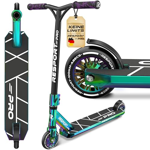 RE:SPORT® Stunt Scooter Roller REVO PRO für Kinder & Erwachsene mit Ständer | Profi Stuntroller 110mm PU Wheels & Y-Bar | Stuntscooter Kickscooter ABEC 9 Kugellager | Tretroller Trickroller Cityroller