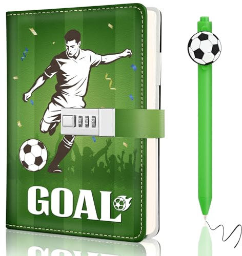 UNIANE Tagebuch mit Schloss,Tagebuch Jungs Kinder Yagebuch mit Code | Einschulung Geschenke für 8 9 10 11 12 13 14 15 16Jungen Teenager,Geburtstag Junge,Fußball Tagebücher für Teenager Erwachsene
