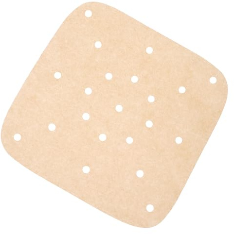 BESPORTBLE Lot de 100 Feuilles de Papier Cuisson Antiadhésif Carré 19 CM pour Friteuse à Air Résistant à la Chaleur Tapis de Cuisson Sulfurisé Marron Naturel Accessoire la Cuisine Air Fryer