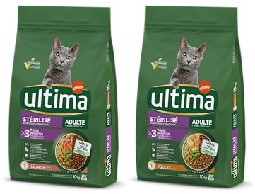 Ultima Esterilizado Adult Pollo - Comida Seca para Gatos - 10kg + Ultima Esterilizado Adult Salmón - Comida Seca para Gatos - 10kg