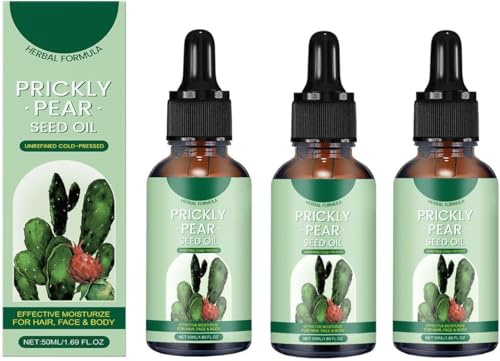 Olio di semi di fico d'India, olio idratante puro alla buccia di cactus, nutriente e idratante, indicato per viso, pelle e capelli secchi,3pcs