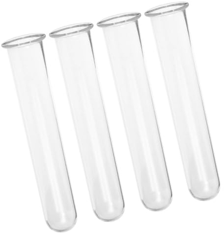 UKCOCO Lot de 4 Tubes en Verre pour Plantes Hydroponiques, Terrarium Végétal et Godet Plastique pour Vase Funéraire, Décoration Moderne pour Couloirs et Salles de Bain