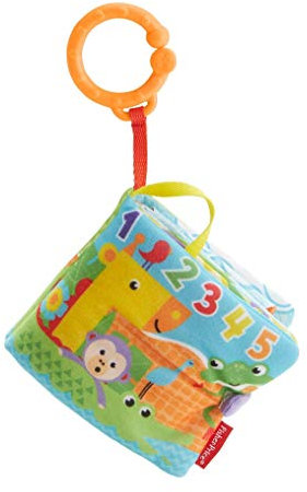 Fisher-Price FGJ40 - Kleines Spielbuch weiches Baby Buch, inkl. 1 abnehmbares Spielzeug, Babyspielzeug ab der Geburt, Multicolour