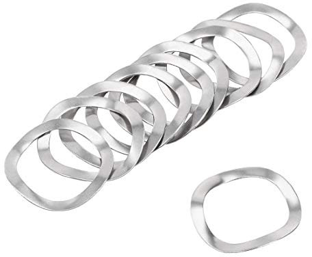 sourcing map 10pcs Rondelle élastique ondulée16 mm x 21 mm x 0,3 mm Rondelle Ressort Vague en 304 Acier Inoxydable pour Boulon à Vis