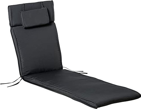 Outsunny Garden Sun Lounger Cushion Replacement Thick Sunbed Reclining Chair Relaxer Pad with Pillow - Grey