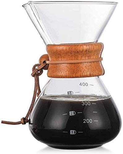 Pour Over Coffee Maker - Cafetera Clásica De Goteo Manual para Filtro De Papel - Taza De Café De Vidrio De Borosilicato De 400 Ml