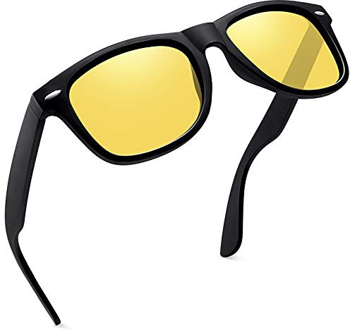 Joopin Night Driving Glasses for Women Men Vintage Square Night Vision Glasses UV400 Oversized Nighttime Shades (Black Yellow)