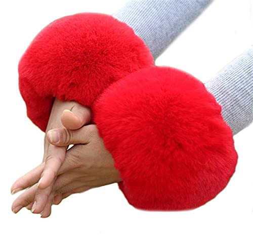 Lifup 1 Paar Damen Kunstpelz Armwärmer Kurze Manschetten Dekoration Rot One size