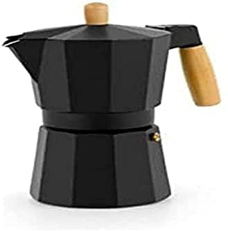Arte regal Caffettiera Italiana con Manico in Legno 6 Tazze, Caffettiera in Alluminio, Induzione, Fuoco, Piano cottura in Ceramica