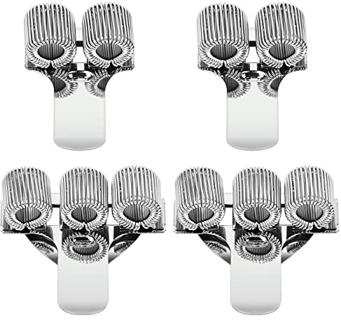 Vesaneae 4 stycken pennhållare i metall, silverpennhållarklämmor, rostfritt stål, 2 hål/trehåls pennhållare, med justerbar fjäderrem, pennhållare, organisatör, pennpennmarkeringar