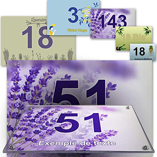 Lexan House Address Number Sign Plaque for Street, Garage, Door and Letterbox, Provence Collection 2 Lines