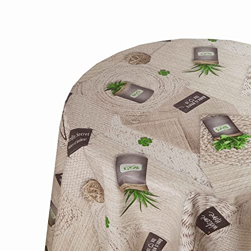 Wachstuch Wachstischdecke Tischdecke Gartentischdecke Größe wählbar Welcome Home Rattan Oval 130 x 180 cm abwaschbar