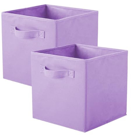PowerKing Contenitore di stoccaggio, cubi pieghevoli di stoccaggio del tessuto e cassetto dell'organizzatore di stoccaggio del panno per armadio e giocattoli di stoccaggio, 2 Pack (lavanda)