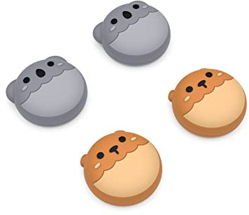 PlayVital Joystick Caps für PS5,Stick Aufsätze für PS4,Kappen für Xbox Series X&S,Thumbstick Schutzkappen Zubehör für Xbox One,Analog Stick Kappen für Switch Pro Controller-Braunbär & Koala