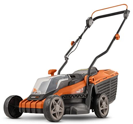 POWDPG75561-20 V - Cortacésped con batería de doble potencia (340 mm de diámetro, sin batería ni cargador, con soporte de césped y descarga trasera)