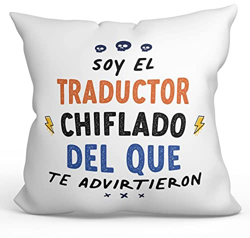 Mugffins Kissen mit Füllung mit Spruch für ÜBERSETZER - Auf Spanisch - Todos te advirtieron - 40 x 40 cm - originelles und lustiges Geschenk Mitarbeiter