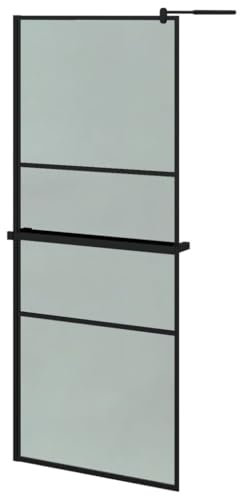 Paroi de douche avec étagère Noir 80x195 cm Verre ESG&Aluminium