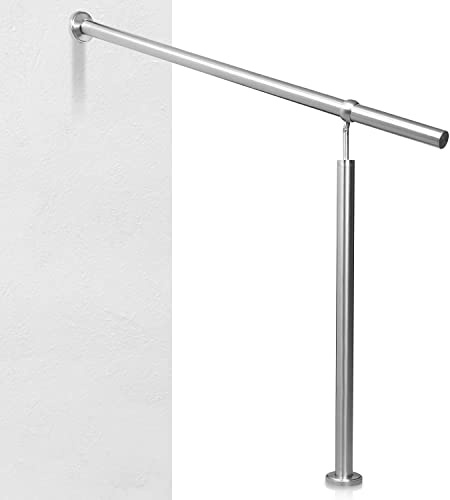 Ansobea Pasamanos de acero inoxidable 120 cm, barandilla de entrada, barandilla para escaleras, pasamanos de pared, barandilla de escalera, barandilla de acero inoxidable
