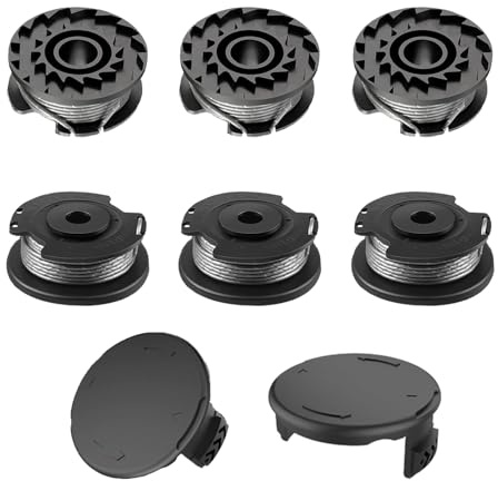 Viilich 6 Stück Rasentrimmer Fadenspulen Für Bosch Rasentrimmer Bosch ART 23 SL/ART 26 SL,Nylon Ersatzspule(F016800569+F016800385),mit 2 Stück Trimmer Spool Cap(F016F04557),Ersatzfadenspule