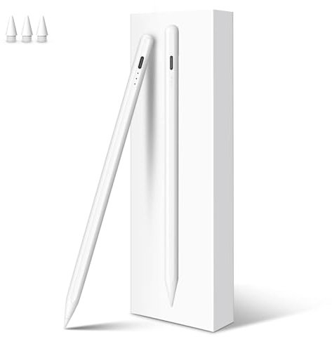 MEKO Stift für Apple iPad 2018-2025 mit Schnellladeleistung, Pen mit Palm Rejection und Neigungssensitivität, Pencil für iPad 6.-10./A16, Pro M4/13,11,12.9, Mini 5.-7., Air M2/M3 3.-5., Weiß
