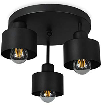 alfalux Lampada A Sospensione LED 3 Luci Lampada Da Soffitto Industriale In Metallo Compatibile Con E27 Per Soggiorno Camera Da Letto Cucina OST3030SC Nero