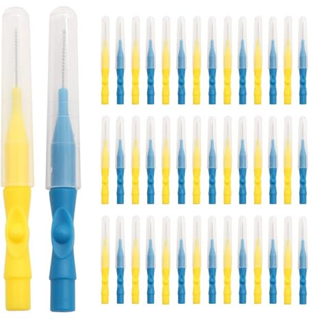 HDKAJL 40 Pezzi Scovolini Dentali,(0.8MM) Scovolino Denti, Scovolini Interdentali,Spazzolino Interdentale, Interdental Brushes Yellow Spazzolini per L'igiene Dentale per la Pulizia Tra I Denti