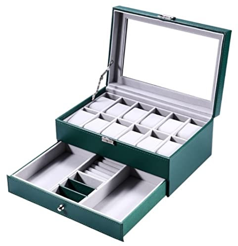 Uhren Aufbewahrungsbox Uhrenbox Uhrenschatulle Uhrenbox Mit 12 Fächern, 2 Ebenen, Schmuckschatulle, Ring, Ohrringe, Sonnenbrillen, Schmuck-Aufbewahrungsbox Uhrenkasten Uhrenkoffer ( Color : B , Size :