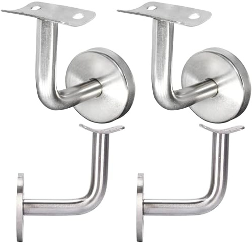 Fijación de barandilla, soporte de acero duradero para barandilla de escalera, soporte de pared para barandilla de escalera de madera con roseta de cubierta, 4 piezas
