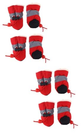 INOOMP 2 Sätze Hundeschuhe Chihuahua-Schneestiefel Booties Für Hundepfoten Mittel Welpen-Katzen-Booties Regenstiefel Für Hunde Hundestiefel Zum Ziehen Von Pfoten Rot Pudel Winter