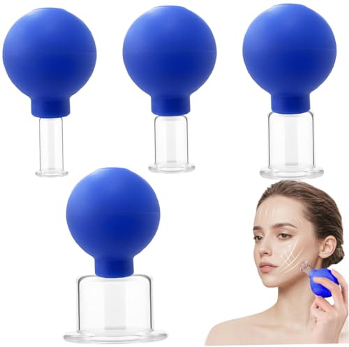 Set di coppettazione facciale, set di coppettazione in silicone in vetro da 4 pezzi, set di terapia a coppa di aspirazione per aspirazione per massaggio per la gamba fatta del braccio del braccio spa
