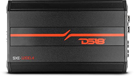DS18 SXE-1200.4/BK Car Amplifier Stereo Full-Range Class A/B 4-Channel 60x4 RMS @4 OHM 1200 Watts - Powerful and Compact Amp for Speakers in Car Audio System (Renewed), BLACK