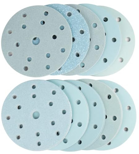 Disque abrasif 150mm, 100 Disques de Ponçage Ronds, Grains Mixtes 40/60/80/120/180/240/320/400/600/800, Disque de Ponçage auto-agrippant Pour Ponceuse Orbitale Aléatoire